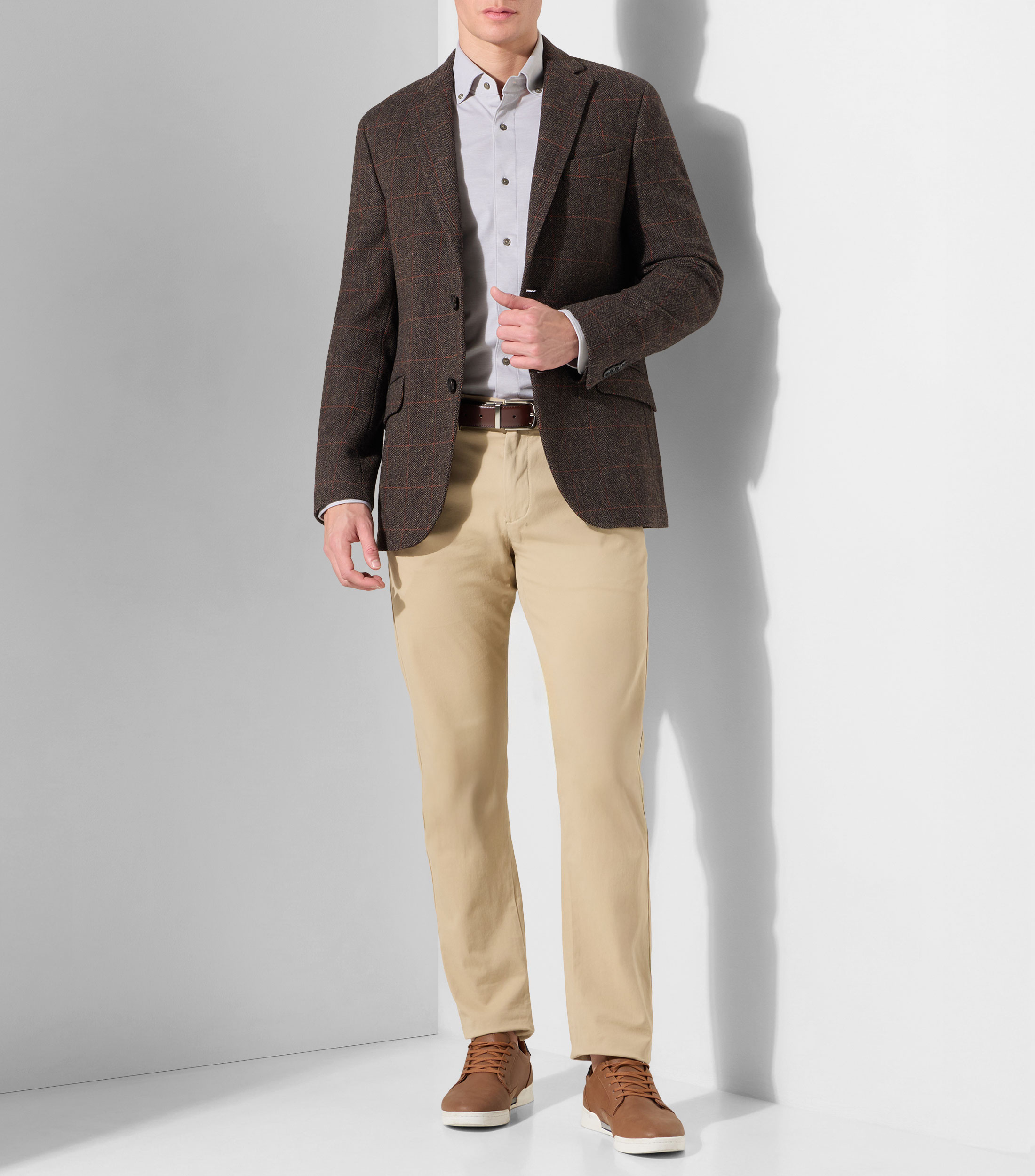 Camisa lisa con manga larga Hombre